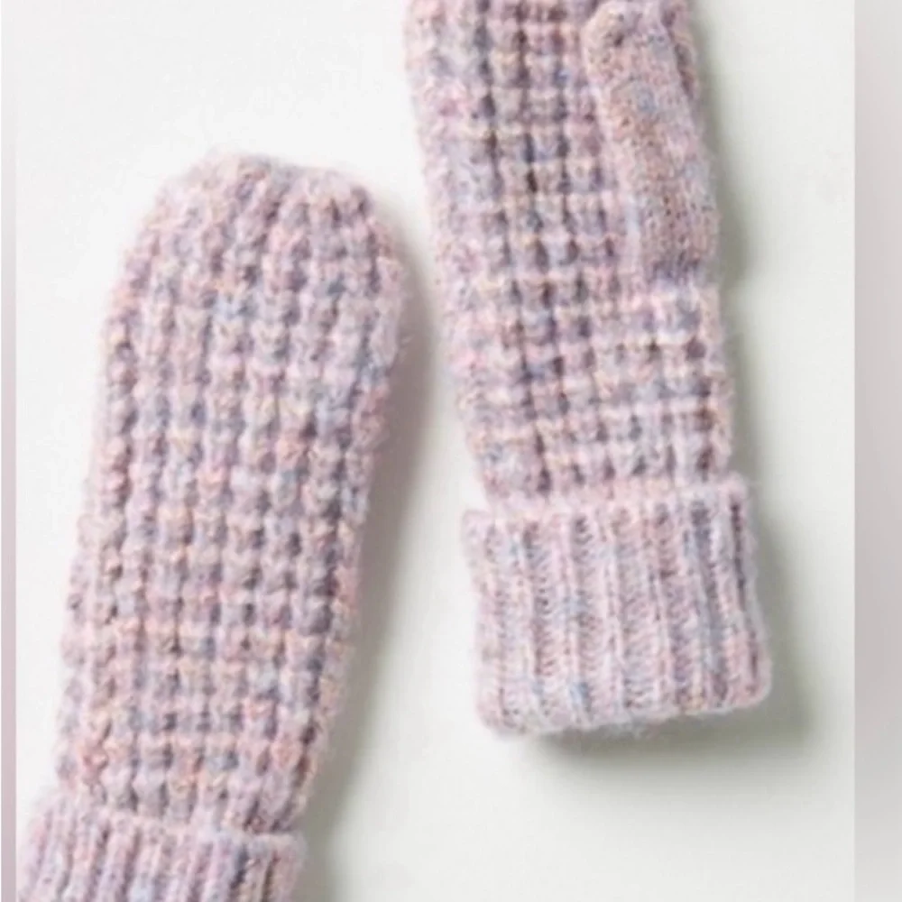 Anthropologie Maeve Knitted Ribbed Cuff Mittens